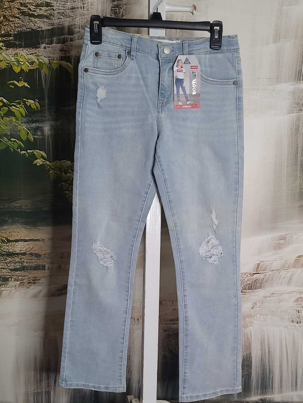 New! Levi's Girls 14 Regular Light Blue Classic Distressed Denim Bootcut Jeans